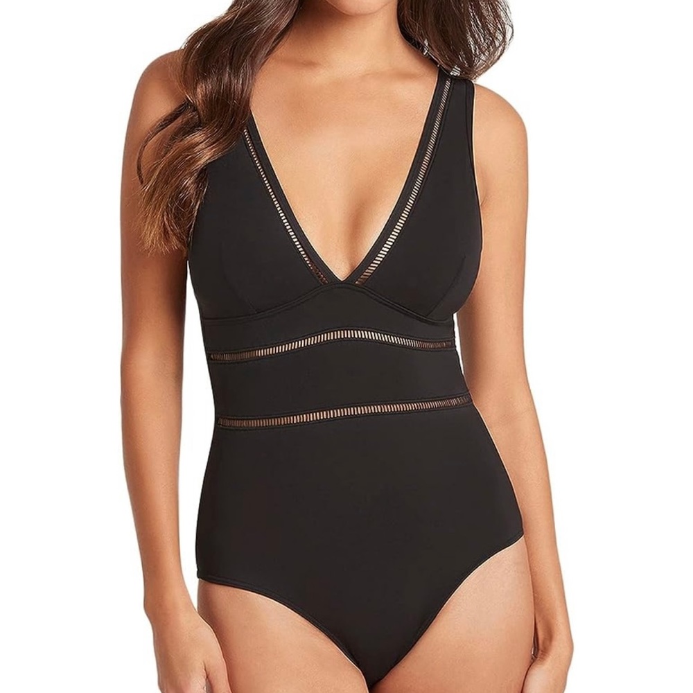Sea Level Swim Multi spliced swimsuit black